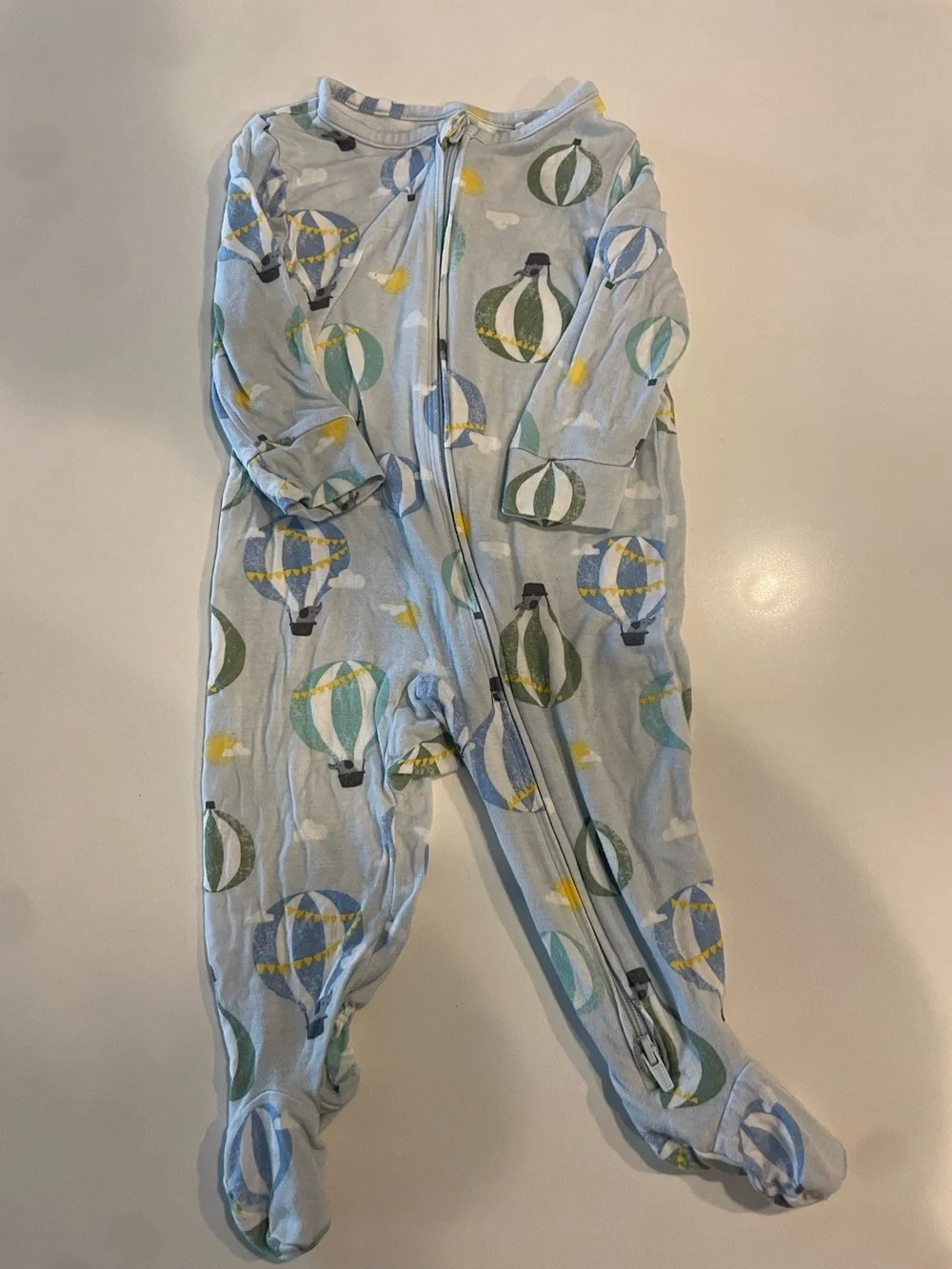 Huggies Vintage hot air balloon ‎ Footie Pajamas Baby Size 6m Double Zipper